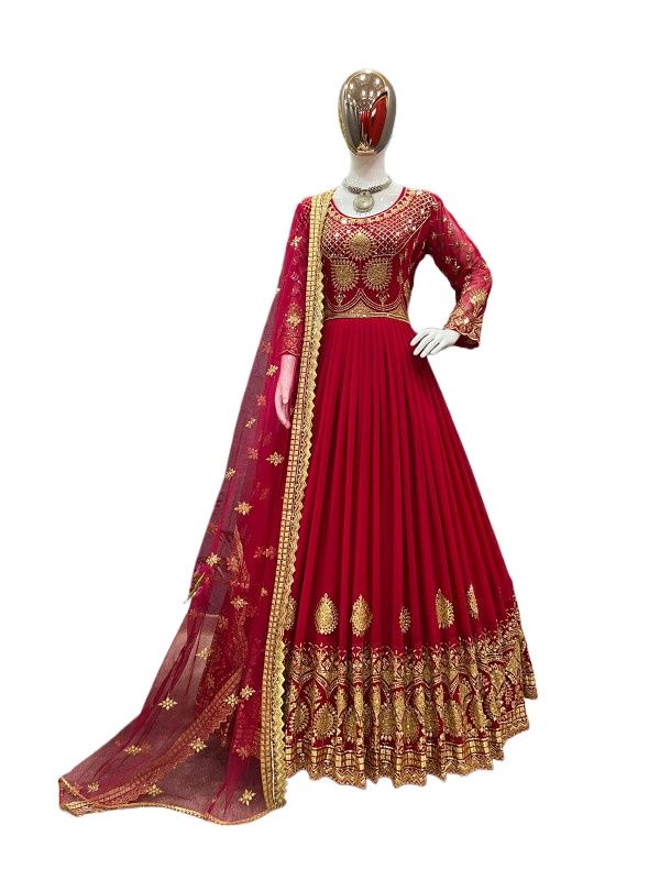 Picture of High Quality Georgette Embroidery New Stylish Special Collection Ready Made Party Long Gown For Women