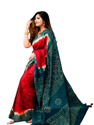 Picture of New Fashionable Trendy Ti-Dei Batik Digital print Chandri SilK Saree for women