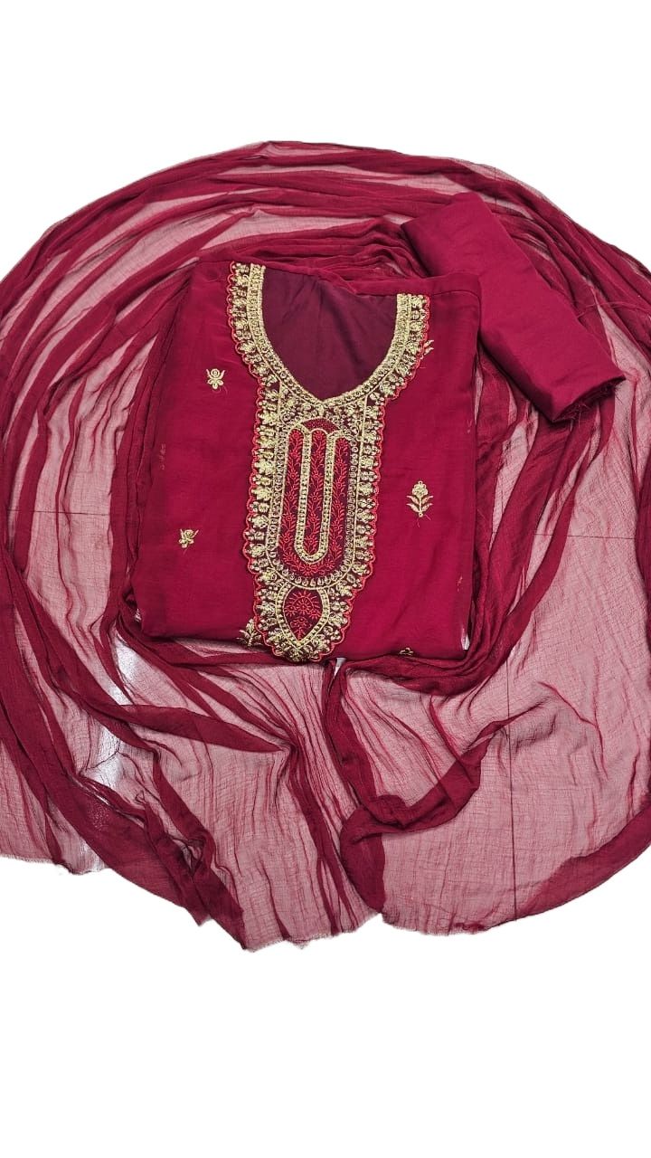 Picture of High Quality Georgette Embroidery New Stylish Semi Stitched Party Shalwer Kameez 4 pcs for Women