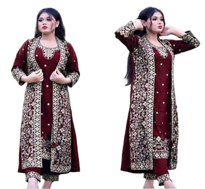 Picture of High Quality Georgette Embroidery New Stylish Special Collection UNReady Made Party Long Koti Gown For Women