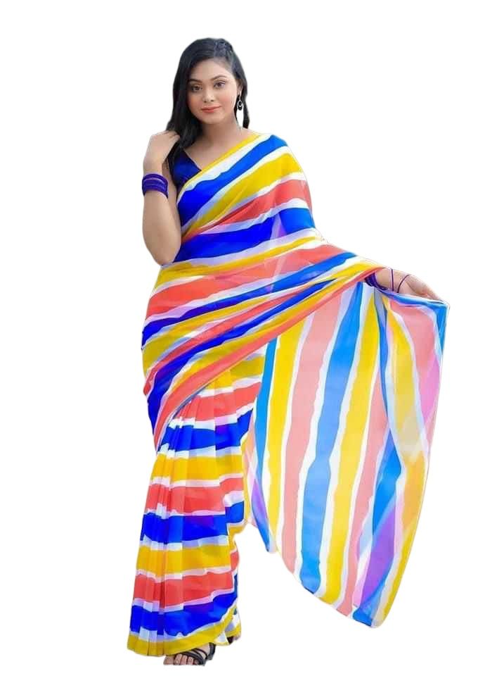 Picture of Georgette High Quality Stylish Fashionable & Elegant Design Saree. Saree with Blouse for Women