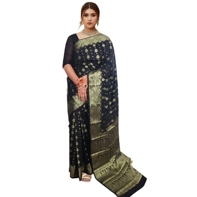 Picture of Indian original Soft Silk Katan Saree With Blouse Piece For Women