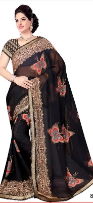 Picture of Georgette High Quality Stylish Saree. Saree with unstitched Blouse for Women