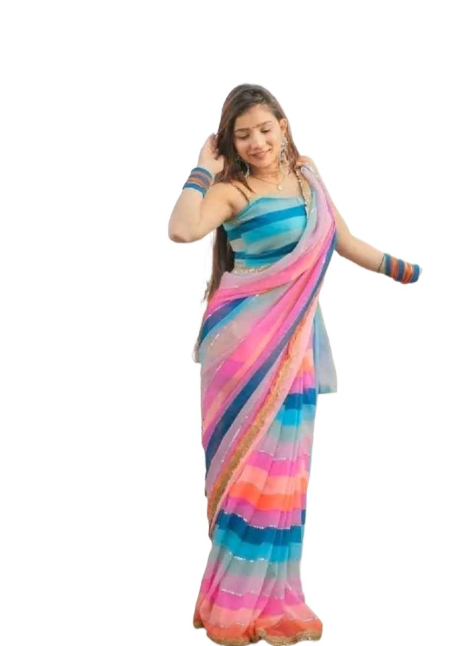 Picture of Pure jorjet with digita print saree Digital print blouse unstitched