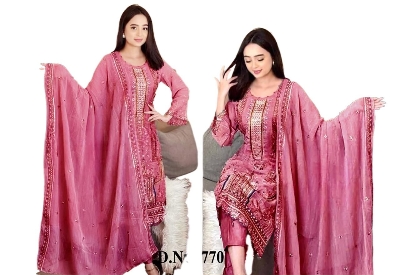 Picture of High Quality Georgette Embroidery UnReady Made New Stylish Party Shalwer Kameez 4PCS for Women