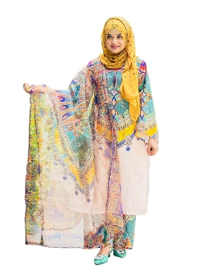 Picture of Cherry Silk Digital print Ready made Three pcs