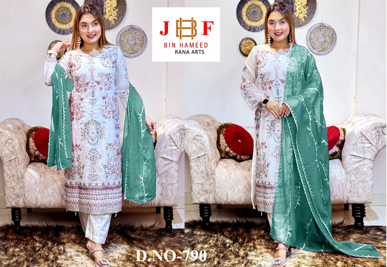 Picture of Excluive Design Georgette Embroidery With Sequqnce Shalwer Kameez 4 pcs for Women.