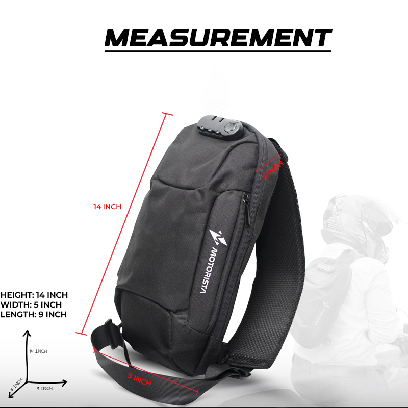 Cross Body Travel Bag with Password Lock Stylish, Lightweight Shoulder Sling Bag for Motorcycle Riders & Daily Use Dark Black 1 Piece Bike Doctoronline shop bangladeshothoba.com