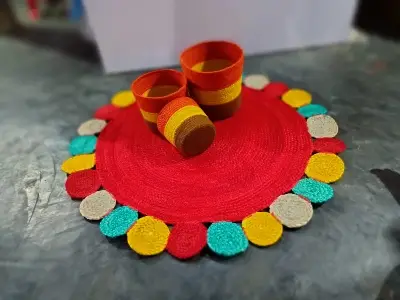 Picture of 1 Pieces 3ft Jute Rugs/ Mat + 3 Pieces Plant Basket ( 4 Pieces set )