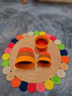 Picture of 1 Pieces 3ft Jute Rugs/ Mat + 3 Pieces Plant Basket ( 4 Pieces set )