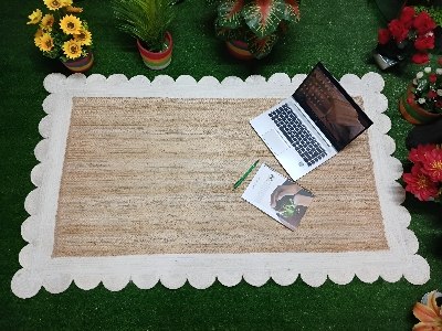 Picture of Jute colour & White Colour Jute Rugs/Mat