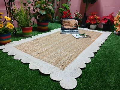 Picture of Jute colour & White Colour Jute Rugs/Mat
