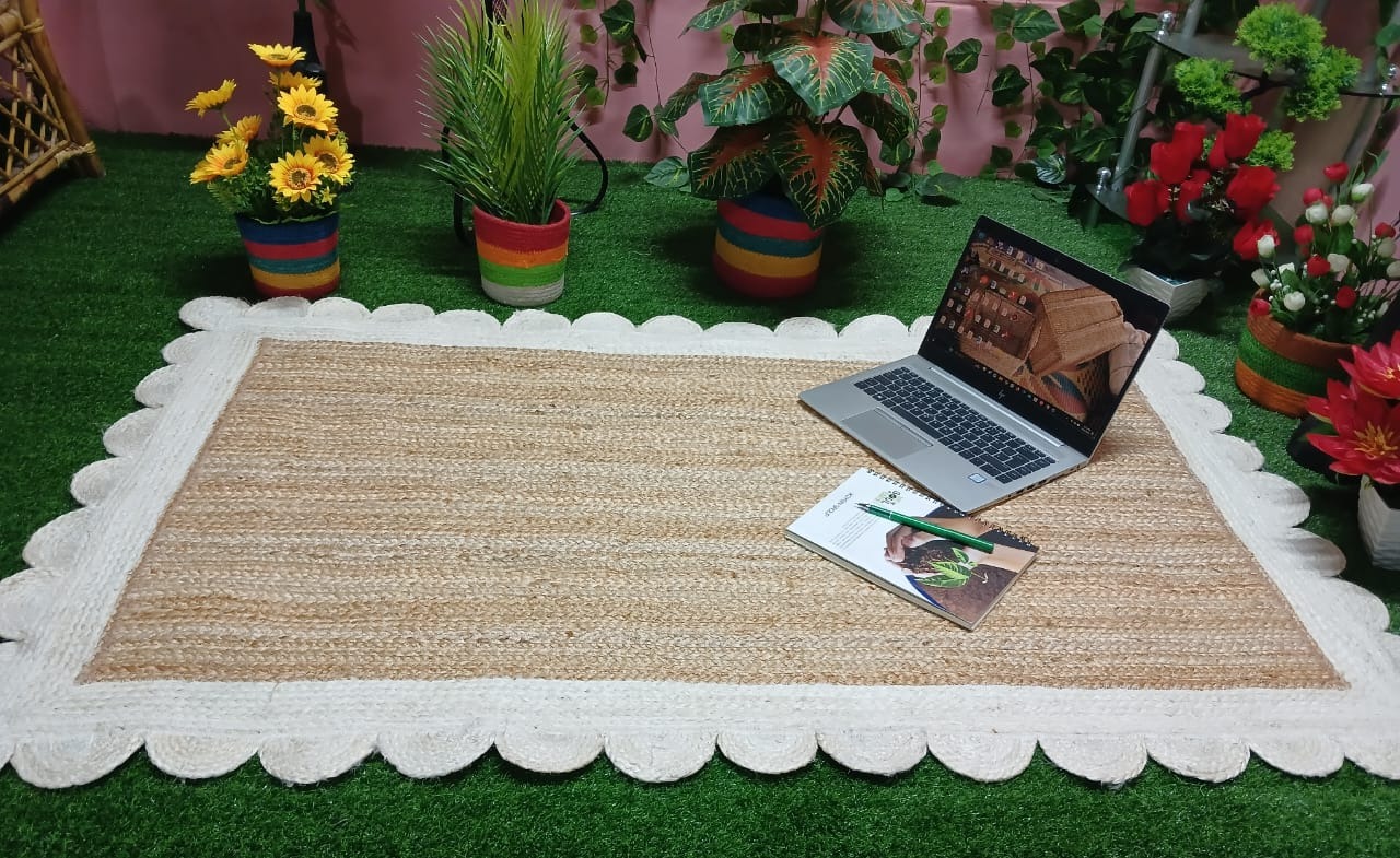 Picture of Jute colour & White Colour Jute Rugs/Mat