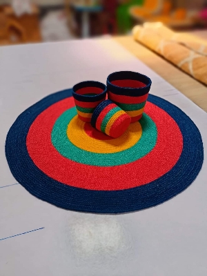 Picture of 3ft Floor mat jute rug + 3 pieces Basket  (4 peace set)