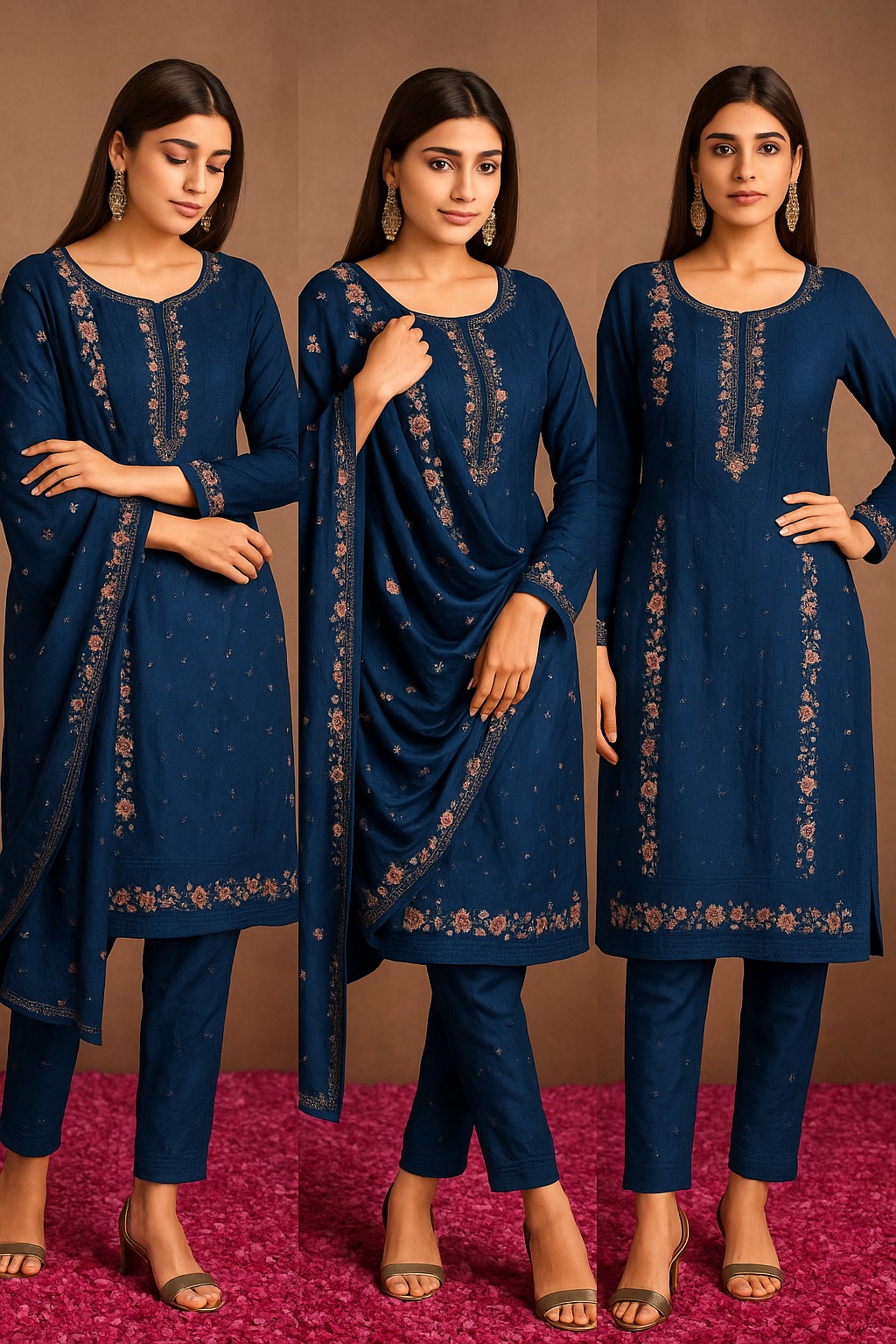 Picture of Women's Unstitched Three Piece Computer Embroidery Work Replica Party Dress - SA-1407