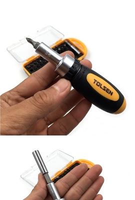 Picture of Tolsen 26 Pcs Bits (Philip & Flat) Set with bit holder & Ratchet handle 20034