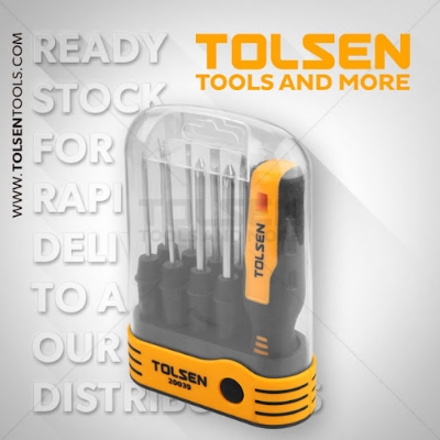 Picture of TOLSEN 8 in 1 Interchangeable Screwdriver Set w/ Case 20039 - Kings Trading