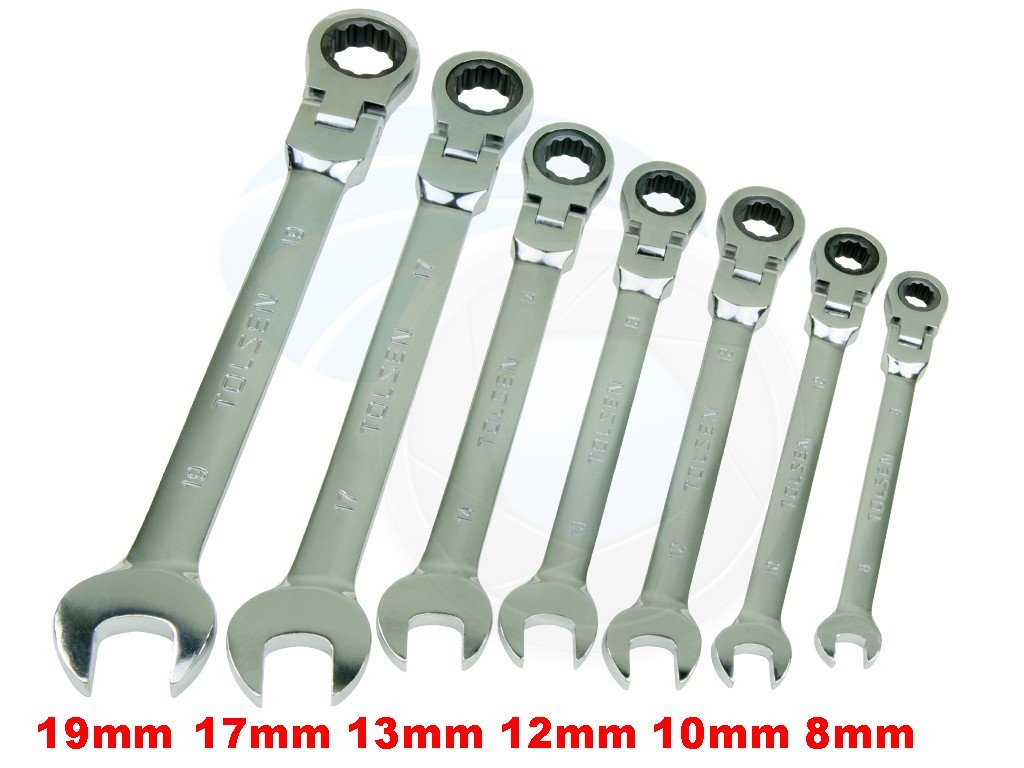 Picture of TOLSEN 7 Pcs Flexible Head Combination Ratchet Spanner Set 15259 - Kings Trading