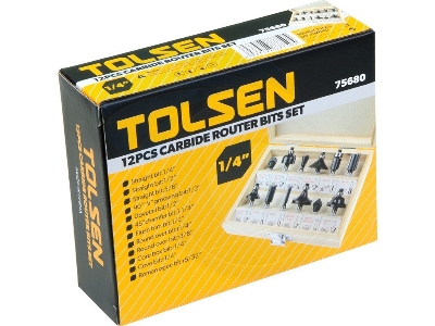 Picture of TOLSEN 12 Pcs Carbide Router Bits Set 75680 - Kings Trading