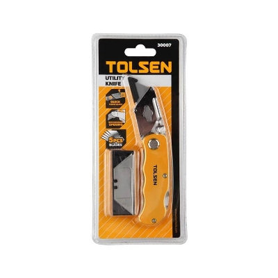 Picture of Tolsen Folding Utility Cutter with 5 Pcs Refill Set 30007 * Kings Trading *