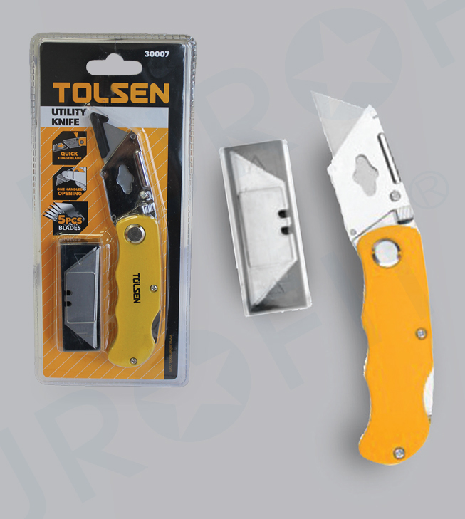 Picture of Tolsen Folding Utility Cutter with 5 Pcs Refill Set 30007 * Kings Trading *