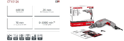 Picture of CROWN Electric Drill 400Watt CT10126 - Kings Trading