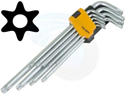 Picture of TOLSEN 9Pcs Extra Long Arm Torx Hex Key Set Star with Shaft Pin Slot Wrenches 20057 - Kings Trading