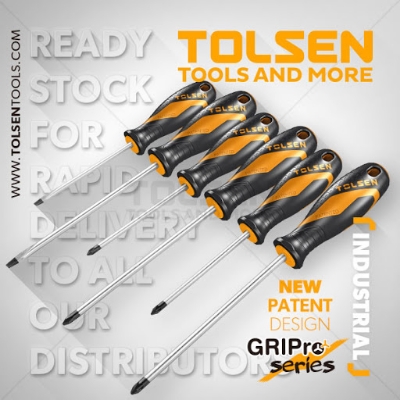 Picture of TOLSEN 6Pcs Anti-Slip Grip Magnetized Flat Phillips Pozidrive Screwdriver Set / 20014 - Kings Trading