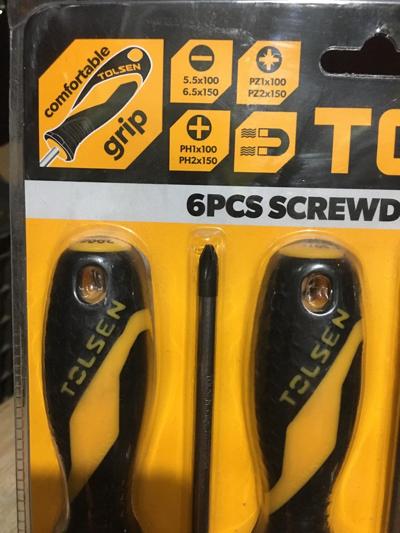 Picture of TOLSEN 6Pcs Anti-Slip Grip Magnetized Flat Phillips Pozidrive Screwdriver Set / 20014 - Kings Trading
