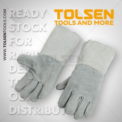 Picture of TOLSEN 1pair Cow Split Leather Welding Gloves Gray (Size 14) 45025 - Kings Trading