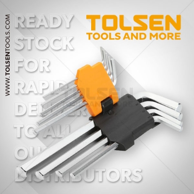 Picture of TOLSEN 9Pcs Long Arm Hex Key Set Model: 20048 - Kings Trading