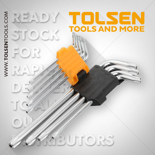Picture of TOLSEN 9Pcs Torx Long Arm Allen Hex Key Set 20056  - Kings Trading