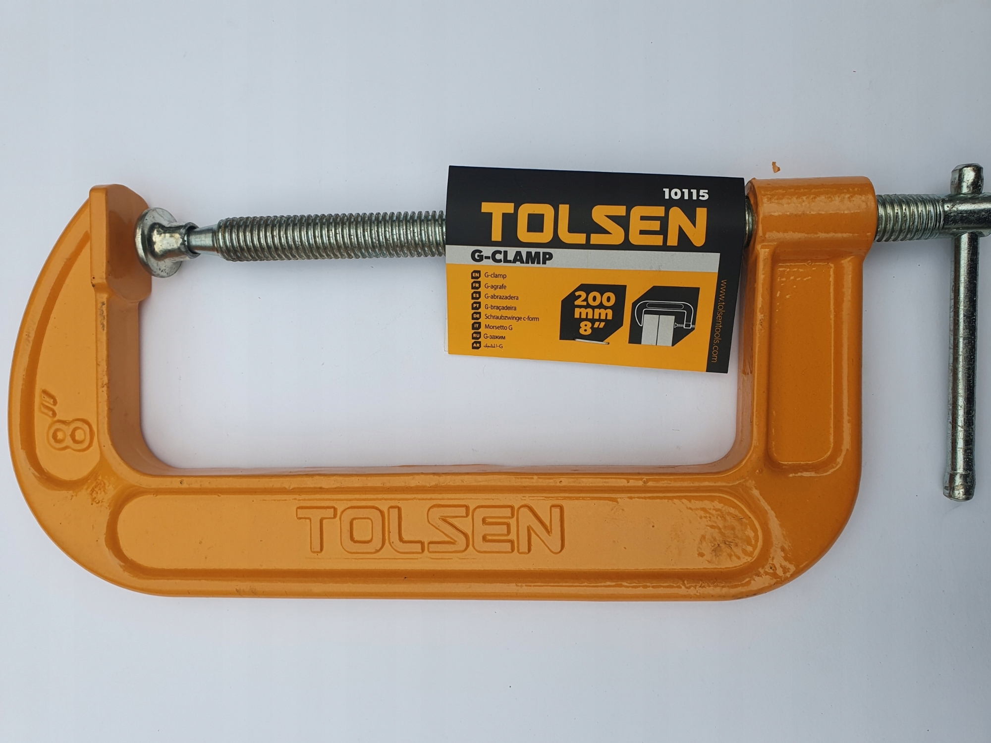 Picture of TOLSEN 8" G-Clamp, C Clamp 200mm Zinc plated thread bar 10115 - Kings Trading