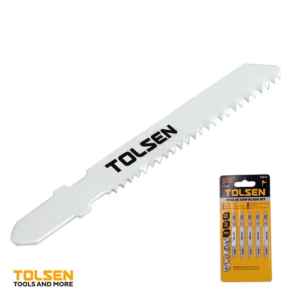 Picture of TOLSEN 5Pcs Industrial Jigsaw Blades Set (75mm 12 TPI) High Carbon Steel 76812 - Kings Trading