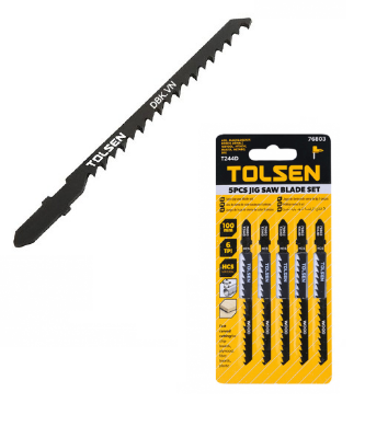 Picture of TOLSEN 5Pcs Industrial Jigsaw Blades Set T244D (100mm 6 TPI) High Carbon Steel 76803 - Kings Trading