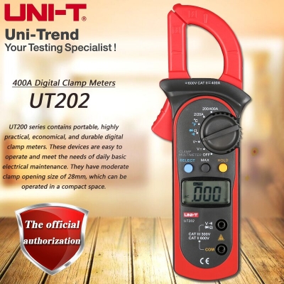 Picture of UNI-T UNI-T UT202 AC 400A Digital Clamp Meter, AC/DC Voltage Detector Digital Hold Full Symbol Display Diode Test Temperature Test Auto Shutdown Function  - Kings Trading