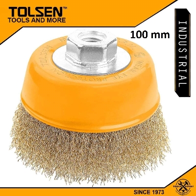 Picture of TOLSEN Industrial Cup Wire Brush with Nut (100mm - M14) 77503 - Kings Trading