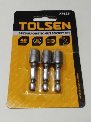 Picture of TOLSEN 3Pcs Magnetic Nut Socket Set (8mm) Tek Screw Bits 77823 - Kings Trading