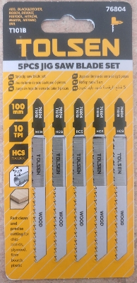 Picture of TOLSEN 5pcs Jigsaw Blades Set 100mm  (T101B Wood) Industrial quality Model: 76804
