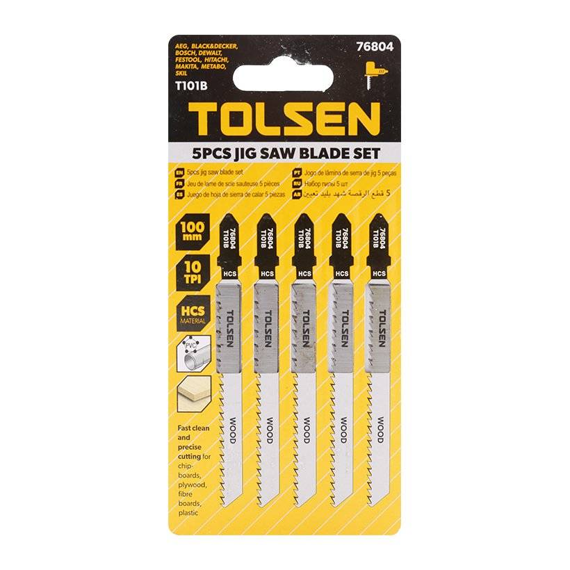 Picture of TOLSEN 5pcs Jigsaw Blades Set 100mm  (T101B Wood) Industrial quality Model: 76804