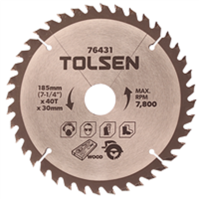 Picture of Tolsen 7" TCT Circular Saw Blade 185mm (7-1/4") x 40T x 30mm 76431 For Wood Cutting