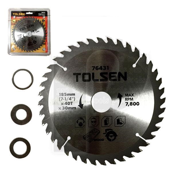 Picture of Tolsen 7" TCT Circular Saw Blade 185mm (7-1/4") x 40T x 30mm 76431 For Wood Cutting