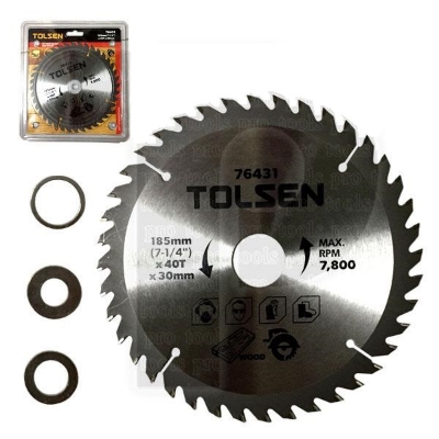 Picture of Tolsen 7" TCT Circular Saw Blade 185mm (7-1/4") x 40T x 30mm 76431 For Wood Cutting