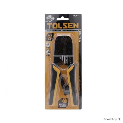 Picture of TOLSEN Ratchet Modular Crimping Pliers with round cable stripper (7.3 "/185mm 8P/6P) 38054 Industrial Series - Kings Trading