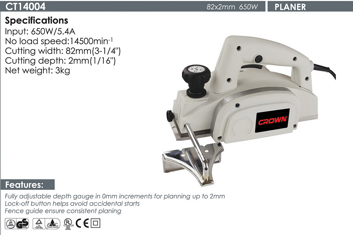 Picture of CROWN Planer 82mm 650W  CT14004 - Kings Trading
