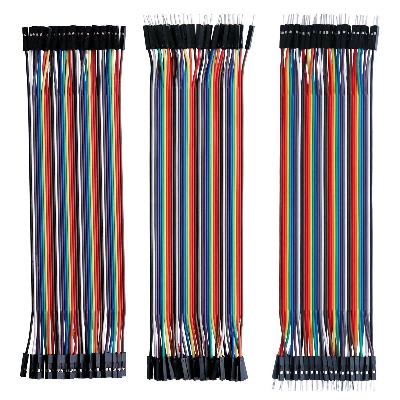 Picture of 120pcs Multicolored Dupont Wire 40pin Male to Female, 40pin Male to Male, 40pin Female to Female Breadboard Jumper Wires Ribbon Cables Kit for arduino
