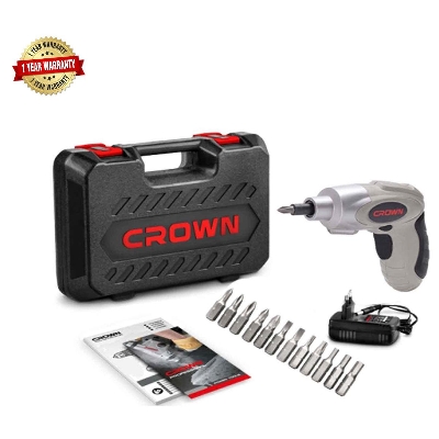 Picture of CROWN Cordless Screwdriver 3.6V (Ni-Cad) with 12Pcs Accessories Model: CT22002N - Kings Trading