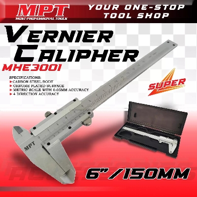 Picture of MPT Vernier Caliper 0-150mm (0-6 ") Chrome Plated Four-way Measurement MHE03001 - Kings Trading