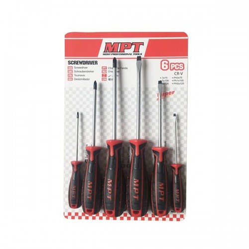 Picture of MPT 6 Pcs Non-Slip Magnetic CR-V Phillips and Slotted Screwdriver Set tool sets MHA01003