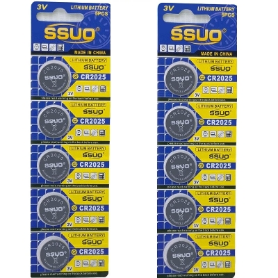 Picture of SSUO CR2025 3V Lithium Ion / Li-ion Button Cell Battery - 10 Pcs pack